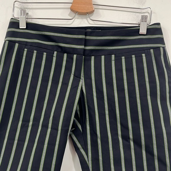 Diane Von Furstenberg Aisha Bermuda Cotton Striped Pant Black Green size 4 - Picture 2 of 10